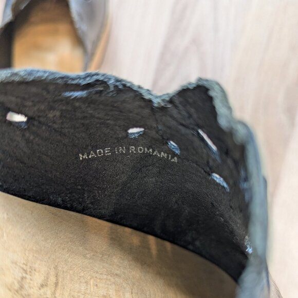 Swedish Hasbeens Black Leather Toffel Clogs Wood Heel EU 40 (Right Damaged) - Picture 9 of 9